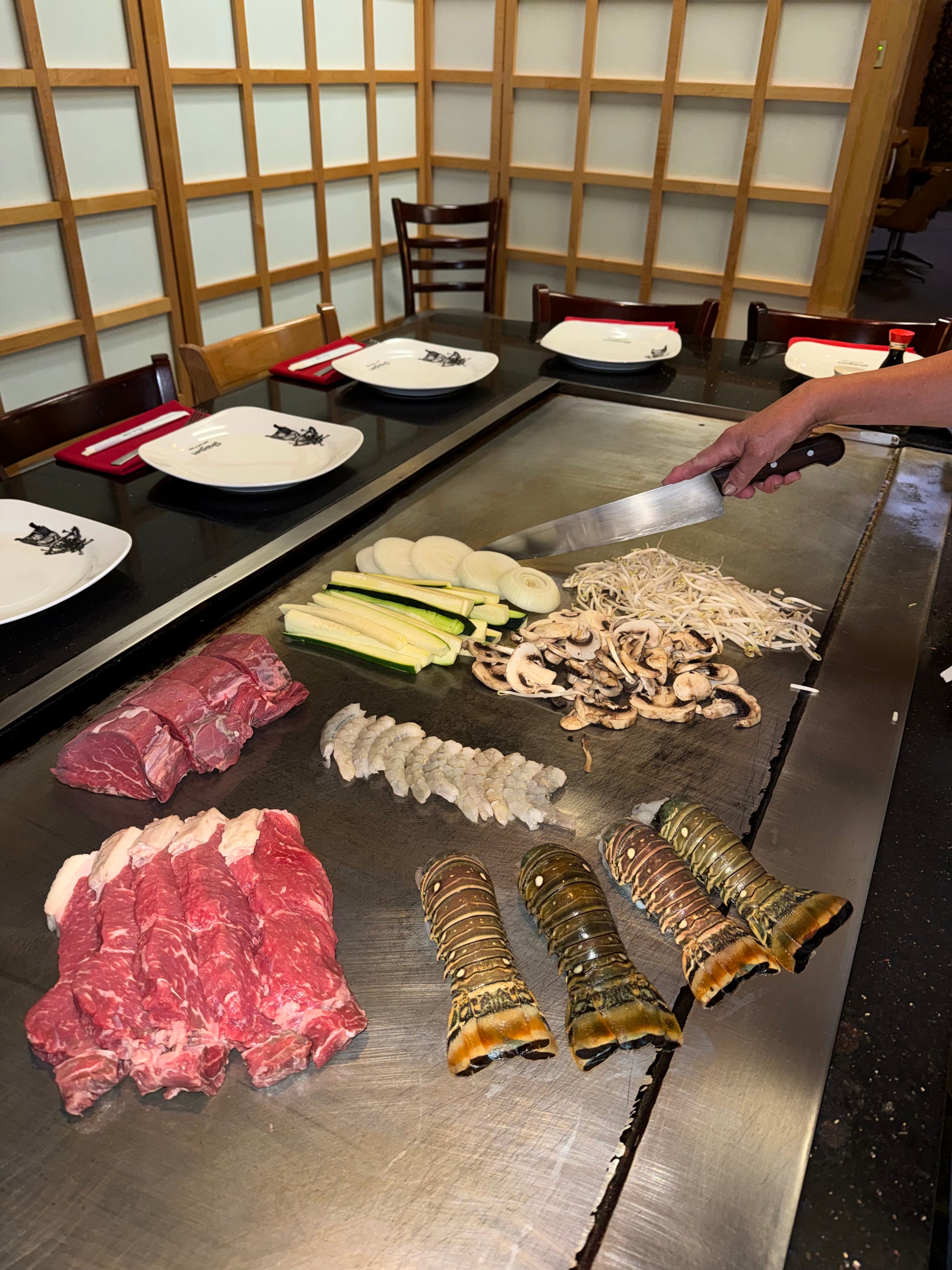 Hibachi chef at the grill at Shogun Steak House